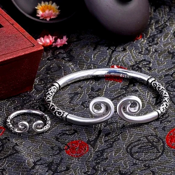 !NEW Heavy 925 Sterling Silver Swirl Cuff | Adjustable Bracelet - Picture 4 of 15